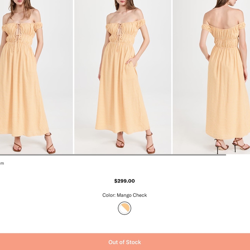 Hansen & Gretel, Marella Dress, Large, mango color, off the shoulders